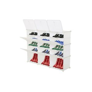 FAMIHOLLD 5-Tier Portable 30 Pair Shoe Rack Organizer 15 Grids Tower Shelf Storage Cabinet Stand Expandable for Heels, Boots, Slippers, Black