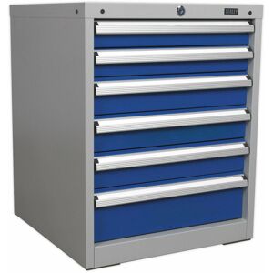 Loops - 6 Drawer Industrial Cabinet - Heavy Duty Drawer Slides - High Quality Lock