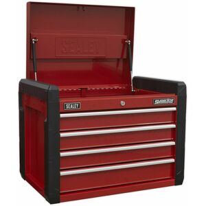 Loops - 663 x 431 x 447mm red 4 Drawer Topchest Tool Chest Storage Unit - Heavy Duty