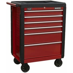 LOOPS 702 x 477 x 993mm 6 Drawer red Portable Tool Chest Locking Mobile Storage Box