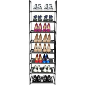 DENUOTOP 8 Tiers Shoe Rack Stainless Steel Frame Holds 16-20 Pairs Of Shoes