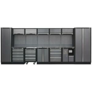 LOOPS All-in-One 4.9m Garage Storage System - Modular Units - Stainless Steel Worktop