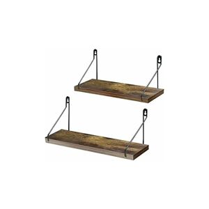 Héloise - Amazon Brand – - Set of 2 Wall Shelves Wooden Floating Shelves, Storage for Living Rooms Bedrooms Kitchens Bathrooms, Rustic Style
