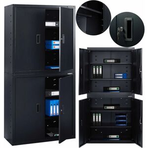 Arebos - Filing Cabinet Office Cabinet Storage Cabinet Utility Cabinet Steel Black - black
