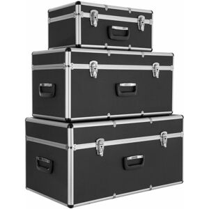 Set of 3 Portable Transport Case Aluminium Case Tool Case Transport Box - black - Arebos