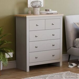 Home Discount - Arlington 5 Drawer Chest of Drawers Bedroom Storage Furniture, Grey