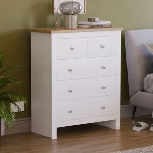 Home Discount - Arlington 5 Drawer Chest of Drawers Bedroom Storage Furniture, White