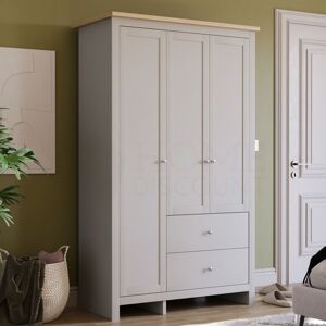 Home Discount - Arlington Wardrobe 3 Door 2 Drawer With Hanging Rail & Storage Shelf, Grey