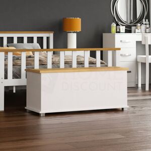 Home Discount - Arlington Storage Ottoman Bench Bedding Blanket Box Hallway Bedroom Chest, White