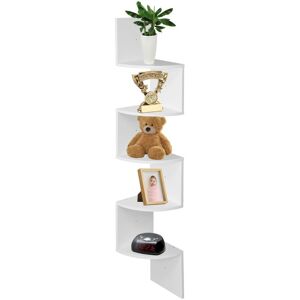 ASAB Wooden Floating Wall Shelves Display Shelf Storage Brackets Scaffold Unit White - White