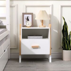 Teepee - Bedside 1 Drawer Style Home Bedroom Furniture Nightstand Storage Unit - White