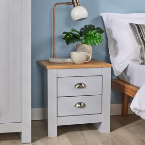 Camden - Bedside 2 Drawer Bedroom Furniture Grey Oak Top Metal Handles Wooden Nightstand - Grey