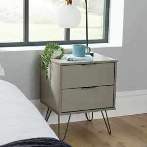 ACADIA Bedside 2 Drawers Grey Washed Pine Nightstand Cabinet Home Bedroom Furniture - Grey