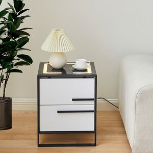 Clipop - Bedside Table, 2 Drawers Cabinet, Smart Nightstand with Wireless Charging