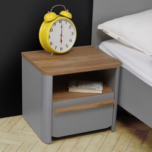 Fwstyle - Bedside Table Cabinet 1 Drawer with Shelf Grey Bedroom Furniture - Grey