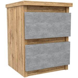 MODERIX Bedside Table Drawer Cabinet Bedroom Furniture 30x30x40cm - Finish Oak/Concrete