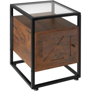 Tectake - Bedside table Kidderminster 40x43x60.5cm with shelf & cupboard - Bedside table, bedroom table, bedroom cabinet - Industrial wood dark,