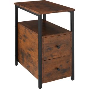 Tectake - Bedside table Tullamore 49.5x30x61.5 cm with two shelves & 2 drawers - Bedside table, end table, bedroom table - Industrial wood dark,