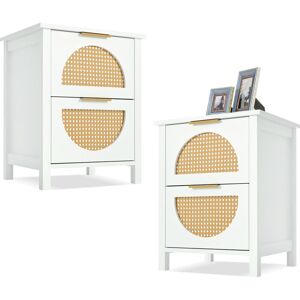 Modernluxe - Bedside Table with 2 Drawers, Side Table Bedroom Furniture Nightstand Storage, 2 Pieces, White