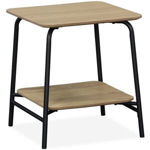 Sweeek - School table effect bedside table in wood decor with steel frame - 1 central shelf - Natural