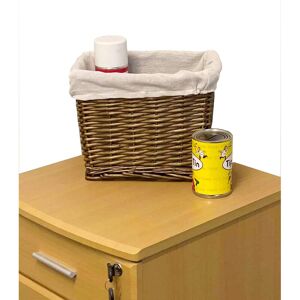 Topfurnishing - Small Wicker Willow Storage Basket With Cloth Lining [Oak Medium: 28x20x21cm] - Oak