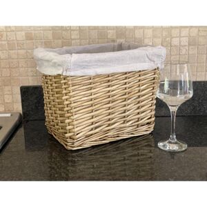 Topfurnishing - Small Wicker Willow Storage Basket With Cloth Lining [Natural Medium : 28x20x21cm] - Natural