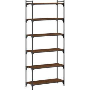 Bookcase 6-Tier Brown Oak 80x30x188 cm Engineered Wood Vidaxl Brown