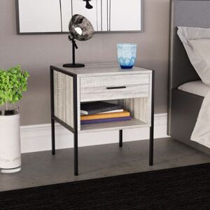 Home Discount - Brooklyn 1 Drawer Bedside Cabinet Chest of Drawers Table Bedroom Furniture Storage, Grey