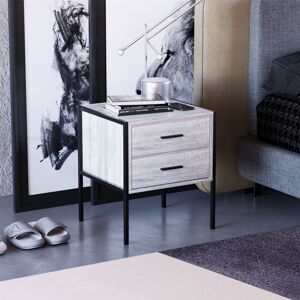 Home Discount - Brooklyn 2 Drawer Bedside Cabinet Chest of Drawers Table Bedroom Furniture Storage, Grey