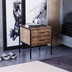 Home Discount - Brooklyn 2 Drawer Bedside Cabinet Chest of Drawers Table Bedroom Furniture Storage, Dark Wood