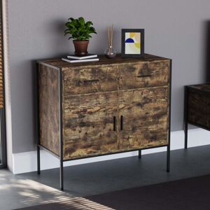 Home Discount - Brooklyn Industrial Sideboard 2 Door 2 Drawer Buffet Cupboard Dispay Cabinet, Dark Wood