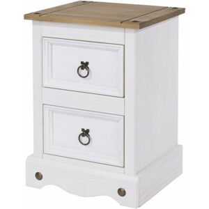 NETFURNITURE Carala Pine White 2 Drawer White Painted Bedside Table.