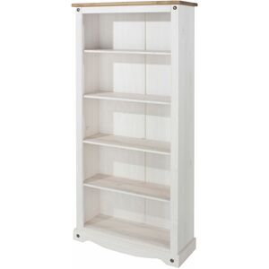 NETFURNITURE Carala Pine White Tall Bookcase White Painted Adjustable Shelves - White