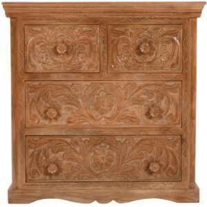 VERTYFURNITURE Carved Mango Wood Chest Of 4 Drawers