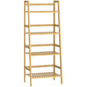 Freestanding Wooden Bathroom Shelf 4 Tier 123x48x32cm Kitchen Storage Rack - Casaria