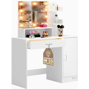 Jocelyn Bedroom Dressing Table With Large Mirror, led Lighting & 3 Shelves 137 x 90 x 38cm 137x90x38cm weiß mit led (de) - Casaria