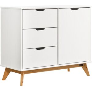 Casaria - Borneo 3 Drawer Solid Pine Sideboard Cabinet With Tilt Protection 45kg Load Capacity White Natural Dresser 96x79x40cm - weiß-natur (de)