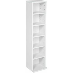Tectake - cd Tower Juliane 6 adjustable shelves for 102 CDs or 27 DVDs - bookcase, shelving unit, storage shelves - white - white