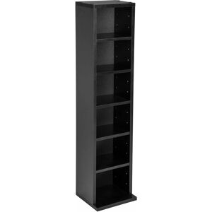 Tectake - cd Tower Juliane 6 adjustable shelves for 102 CDs or 27 DVDs - bookcase, shelving unit, storage shelves - black - black