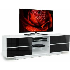 Centurion Supports Avitus Gloss White 4-Black Drawers 3-Shelf TV Stand