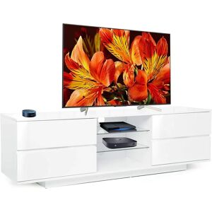 Centurion Supports - Avitus Premium High Gloss White with 4-White Drawers and 3-Shelves up to 65 Flat Screen tv Cabinet - Assembled