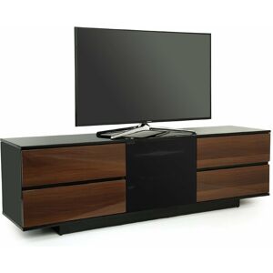 Avitus ultra Remote Friendly BeamThru Gloss Black with 4-Walnut Drawers 32-65 Flat Screen tv Cabinet - Centurion Supports