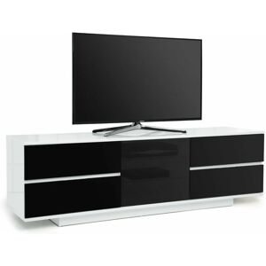 Avitus ultra Remote Friendly BeamThru Gloss White with 4-Black Drawers 32-65 Flat Screen tv Cabinet - Centurion Supports