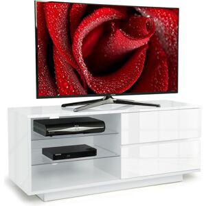 Gallus Gloss White 2-White Drawers 3-Shelf tv Stand - Centurion Supports