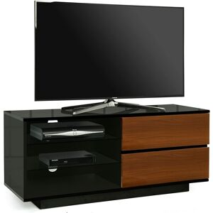 Centurion Supports - Gallus High Gloss Black with 2-Walnut Drawers & 3-Shelf 32-55 led/ oled / lcd tv Cabinet - Fully Assembled