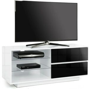 Gallus High Gloss White with 2-Gloss Black Drawers & 3-Shelf 32-55 led/ oled / lcd tv Cabinet - Fully Assembled - Centurion Supports