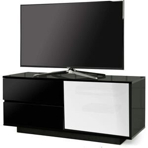 Centurion Supports Gallus ULTRA Gloss Black with Remote Friendly BeamThru Door and 2-Black Drawers 32-55 Flat Screen Cabinet TV Stand