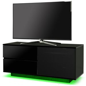 Gallus ultra Remote Friendly BeamThru Gloss Black with 2-Black Drawers 32'-55' Flat Screen tv Cabinet with led Lights - Centurion Supports
