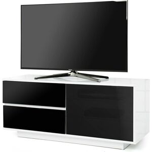 Centurion Supports - Gallus ultra Remote Friendly BeamThru Gloss White with 2-Black Drawers 32-55 Flat Screen Cabinet tv Stand