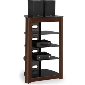 Centurion Supports - Zinnia 5-Shelf Gloss Black with Walnut Facia Flat Screen tv / Hi-Fi / av Rack Glass Stand